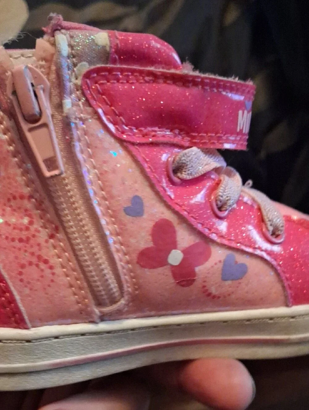 Disney Minnie Mouse Pink Glitter High-Top Sneakers